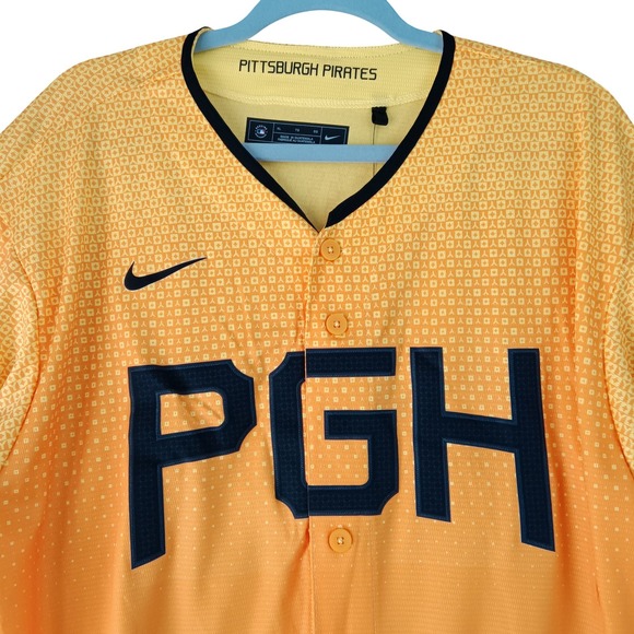 Nike Pittsburgh Pirates Baseball Jersey PGH Gold Black‎ MLB Men's XL - Picture 4 of 16